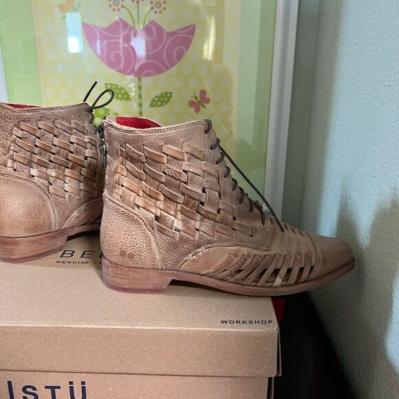 NWT Bed Stu Women's Tan Leather”Oats Rustic Loretta Boot” Boots Size 8.5 - Picture 5 of 9